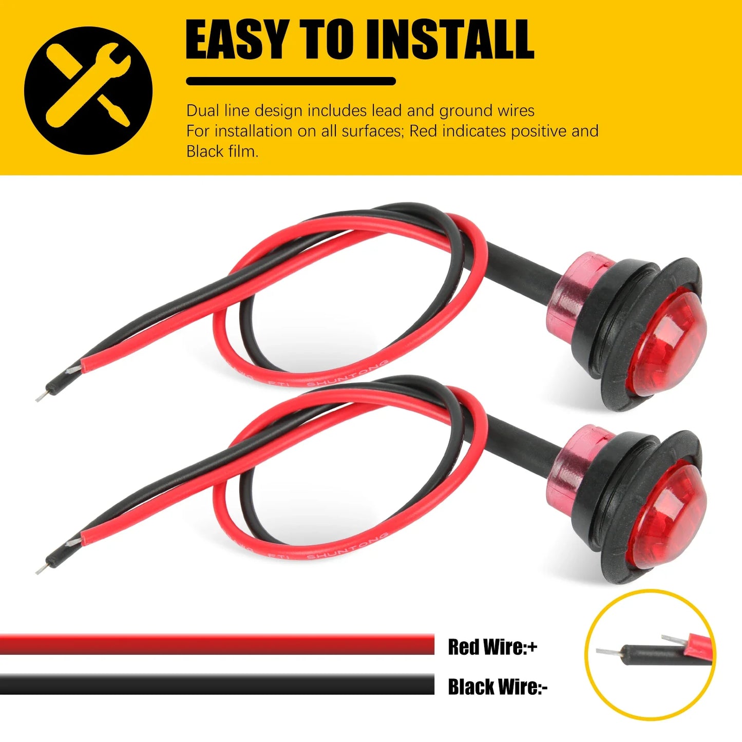 12V Round Trailer Side Marker Lights For Truck Trailer Boat