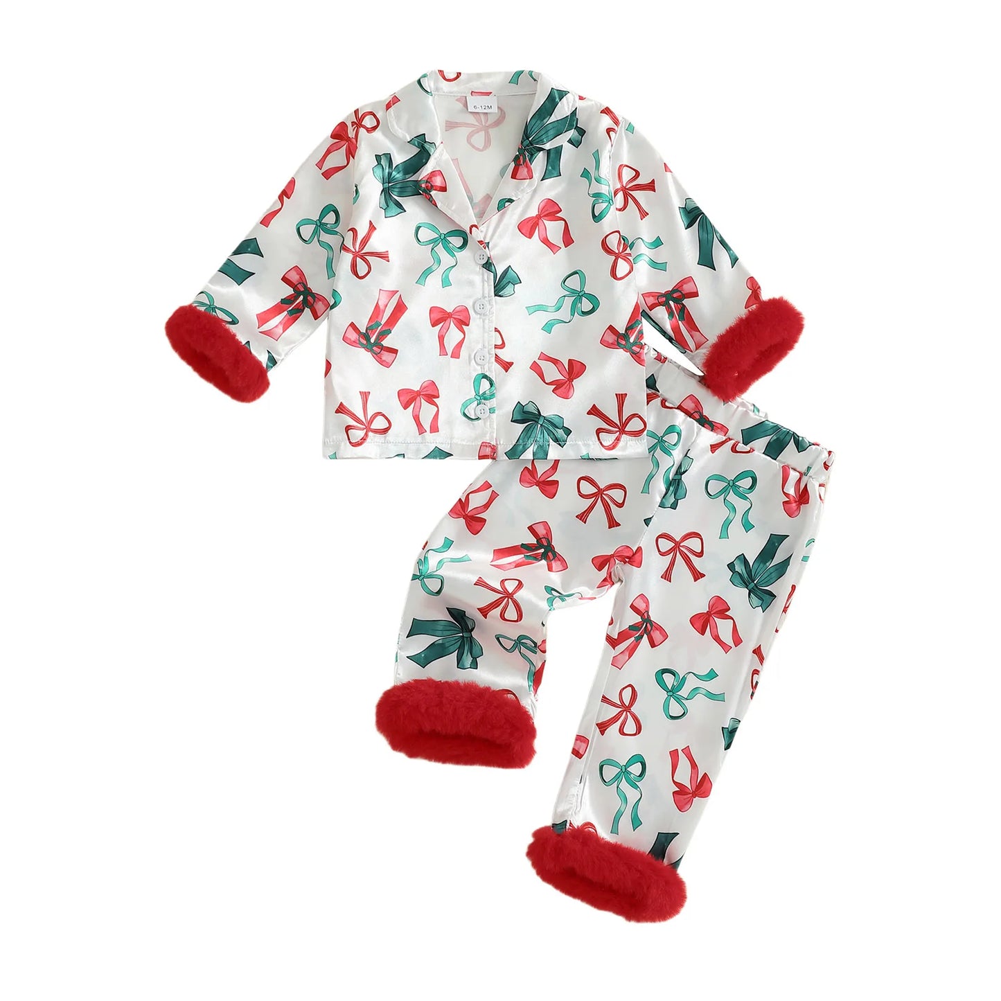 Meihuida Toddler Girl Christmas Pajamas Set With Festive Bow Print