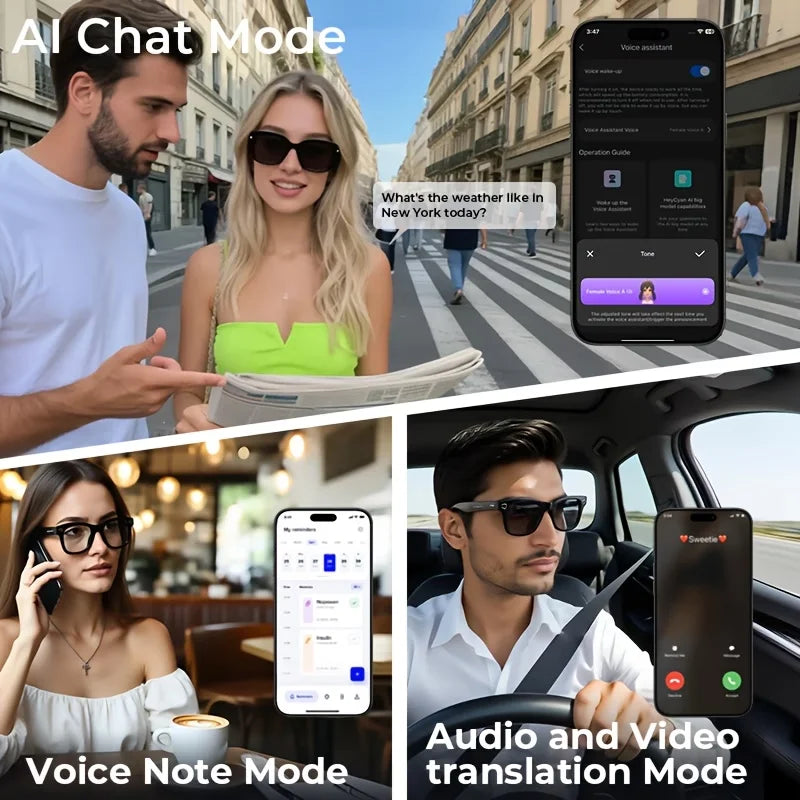 Giinova AI Smart Video Glasses 8MP Camera 4K Video