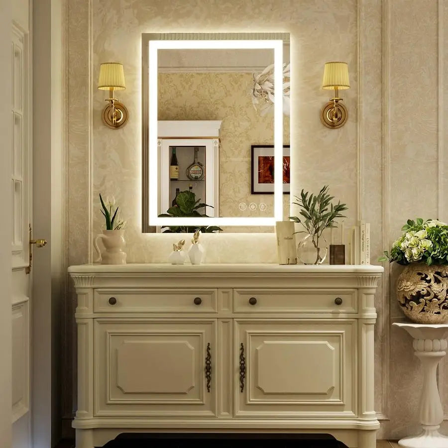24 LED Bathroom Mirror With Front And Backlight Anti Fog