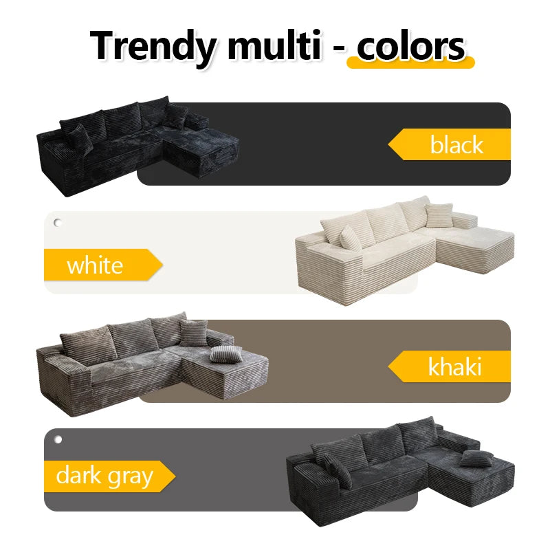 Corduroy L Shaped Sofa Bed With Deep Seat Comfort Durable