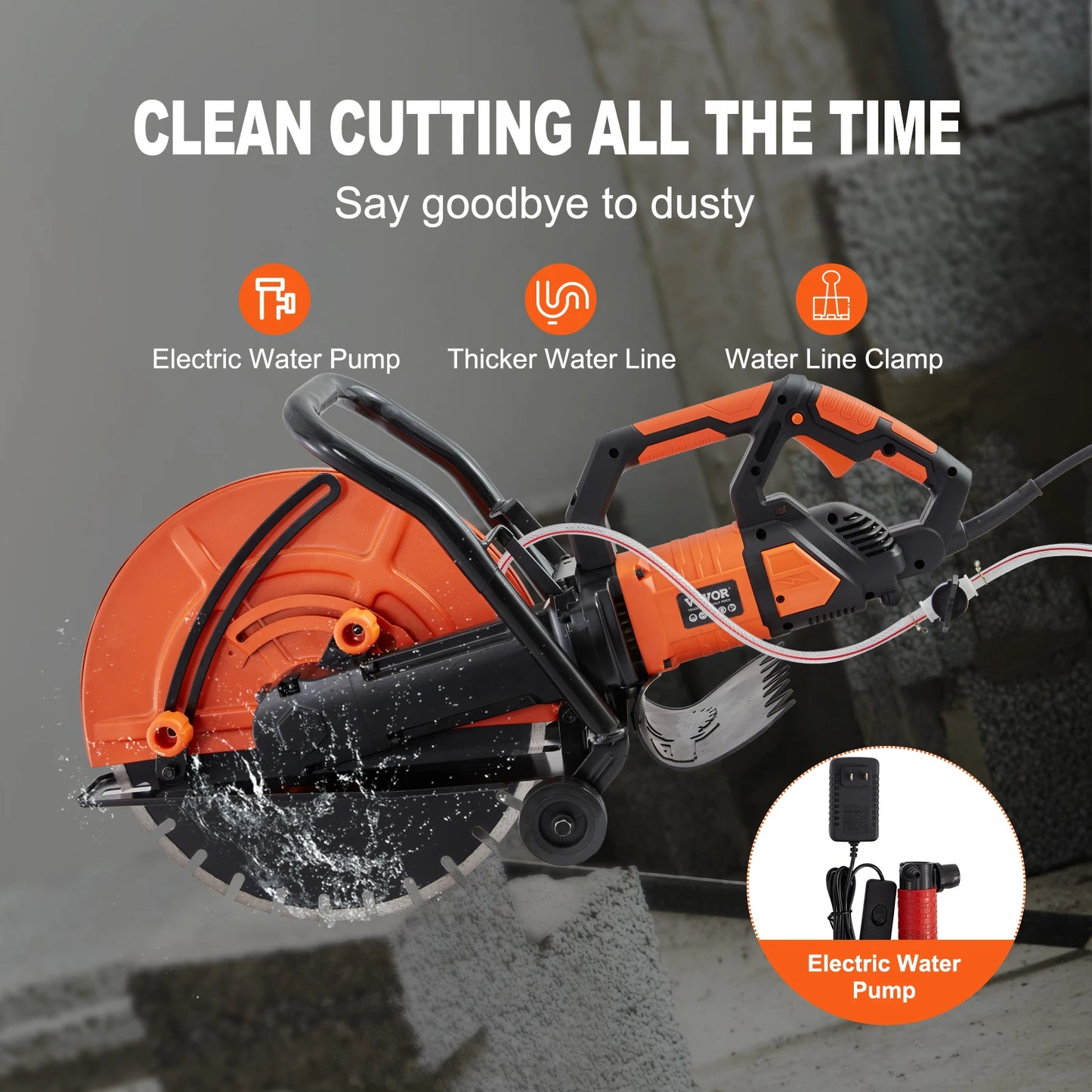 Electric Concrete Saw 3200W 15A Motor Wet Cutting Tool