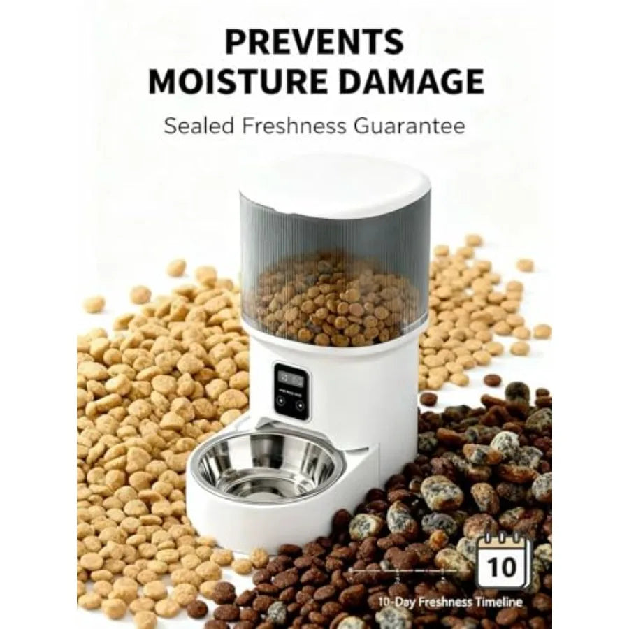 Pet Automatic Feeder 50g To 500g Portion Control LCD Anti Jam Plastic Plug In