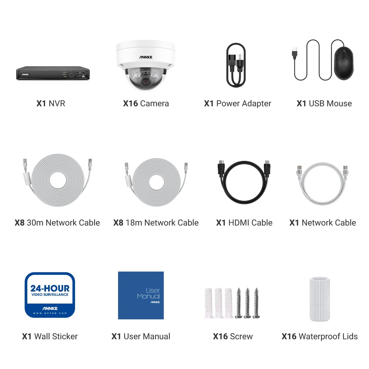 ANNKE 4K 8MP PoE NVR Security System With 16 Cameras