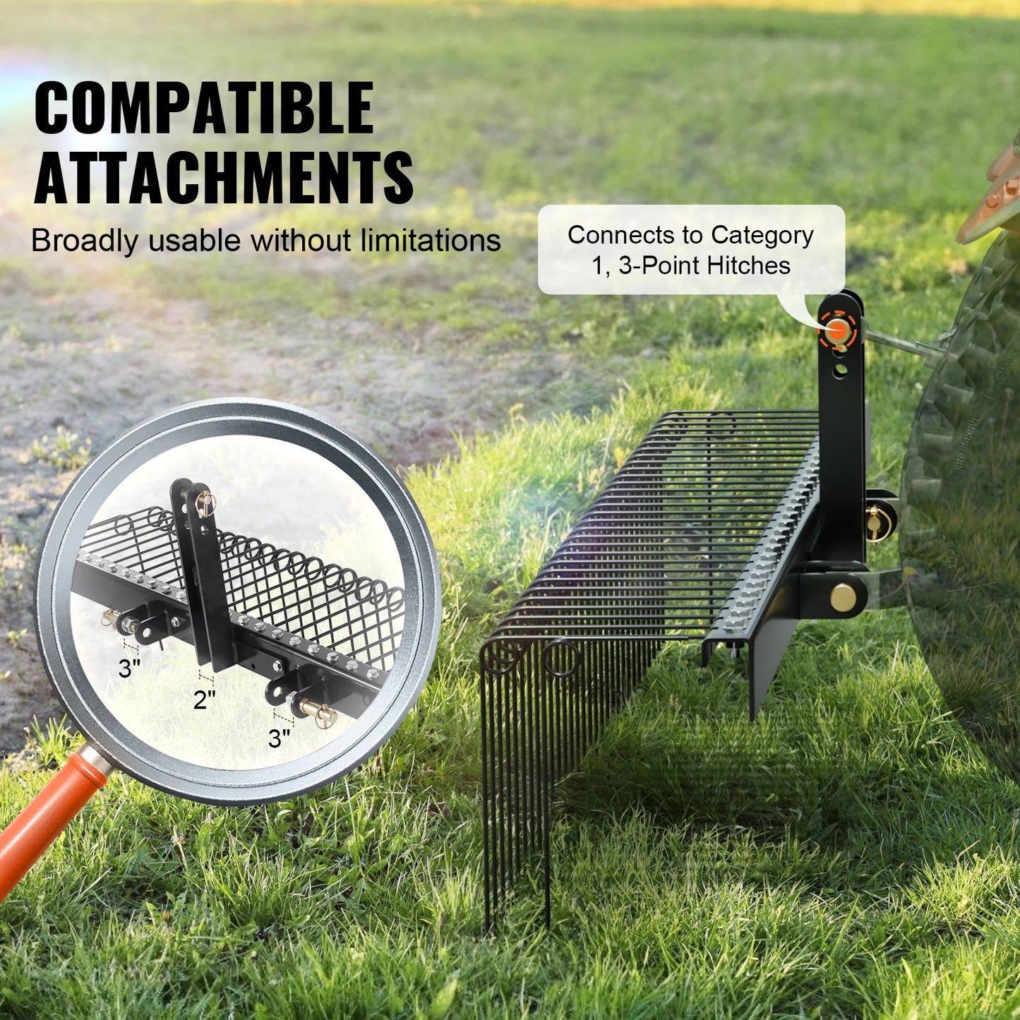 Tow Behind Landscape Rake Dethatcher With 21 Tines