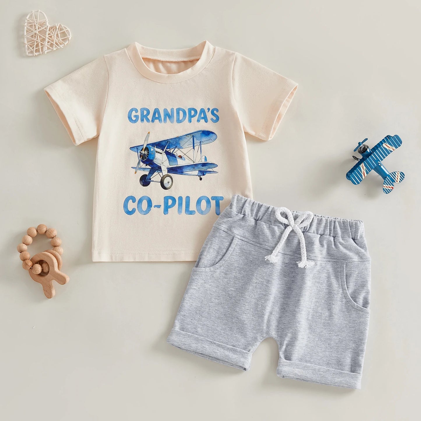 Dinosaur Print Short Sleeve Tops And Elastic Waist Shorts Set For Toddler Boy