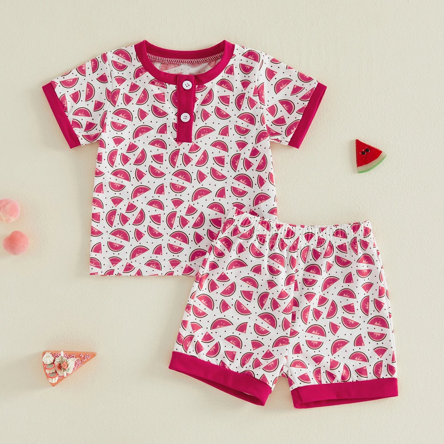 Infant Pineapple Pattern 2 Piece Tank Top And Shorts Set