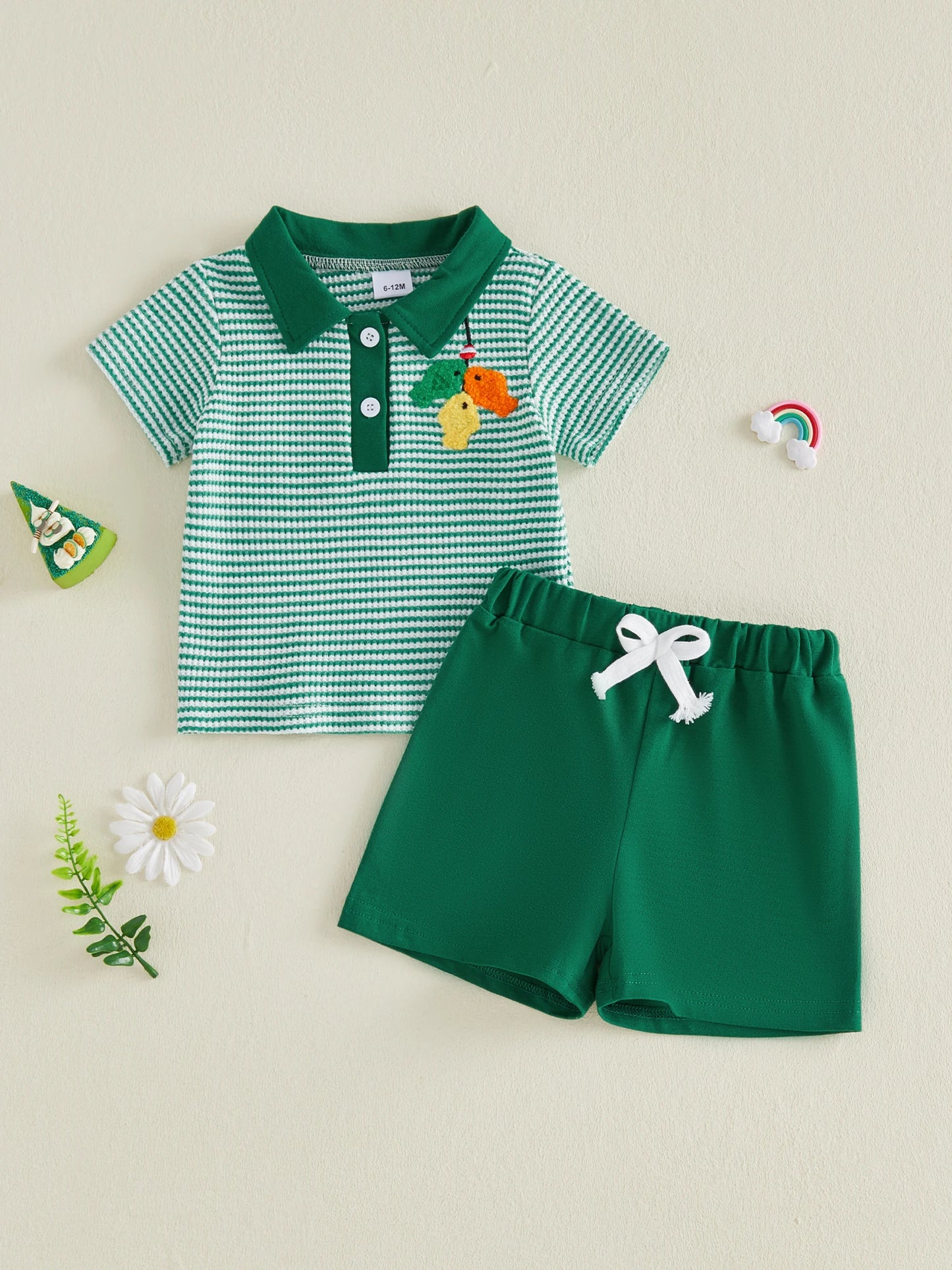Dinosaur Print 2-Piece Toddler Summer Outfit Set Unisex