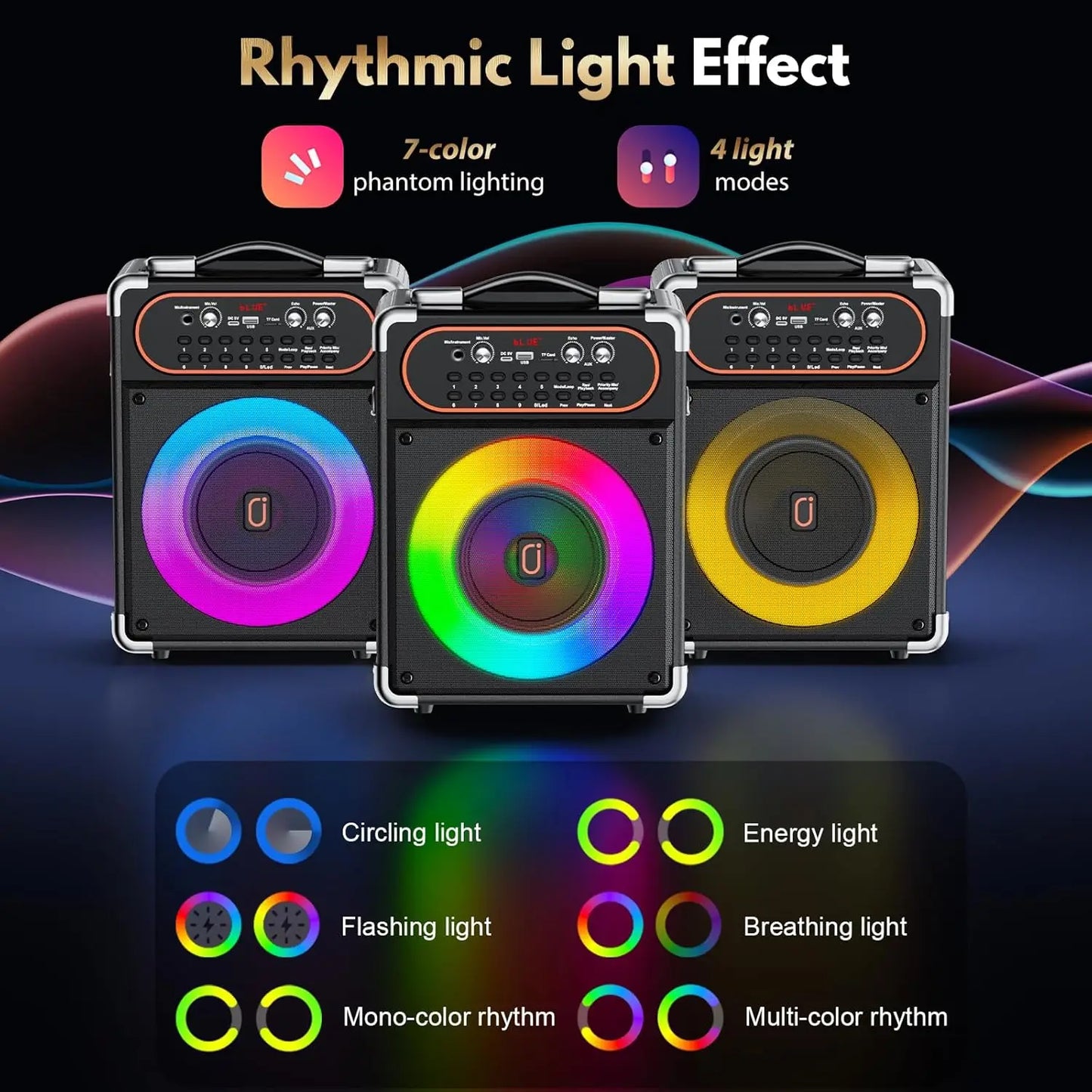 Portable Karaoke Machine With Bluetooth Speaker And Wireless Microphones