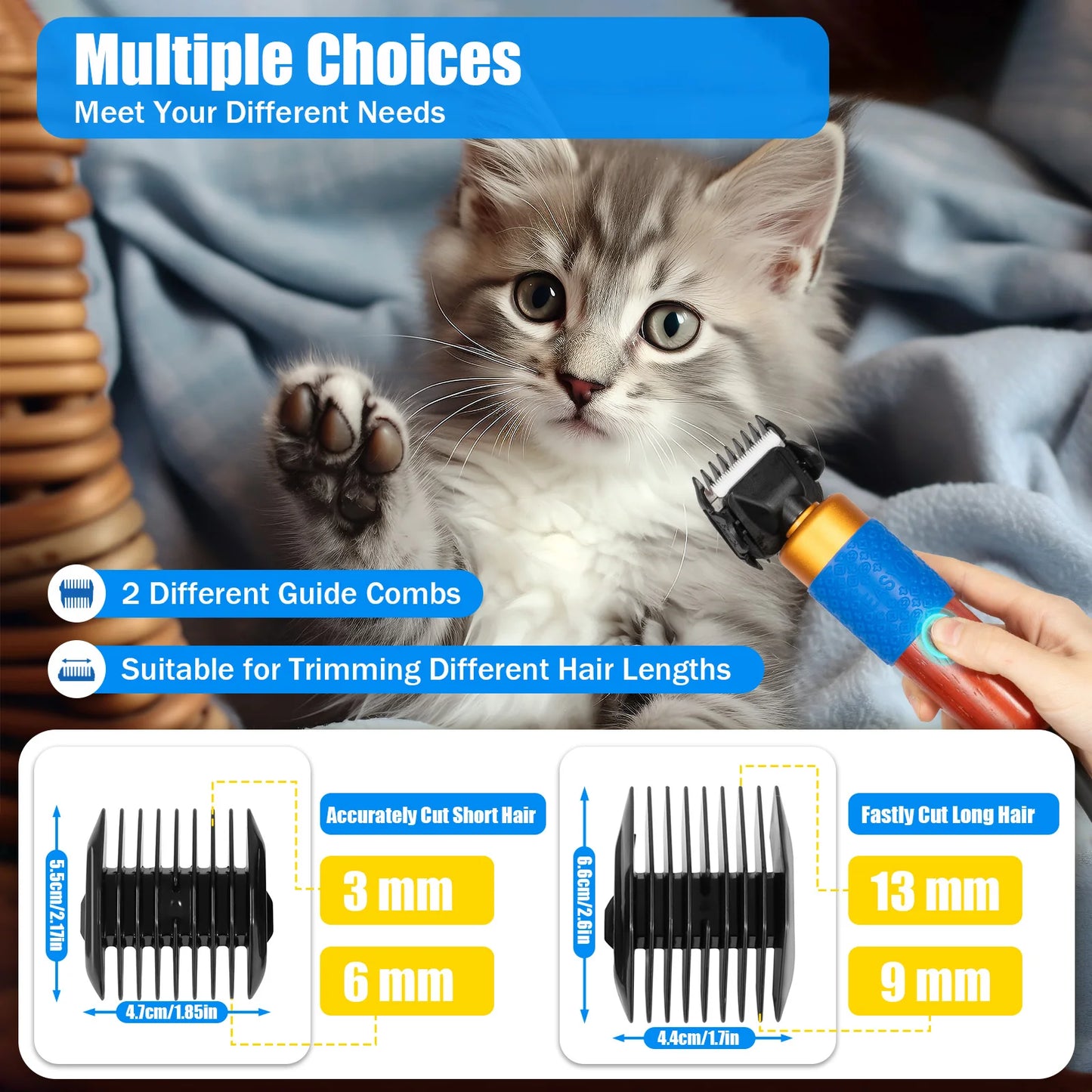 36W Professional Dog Cat Hair Clipper With Detachable Blades