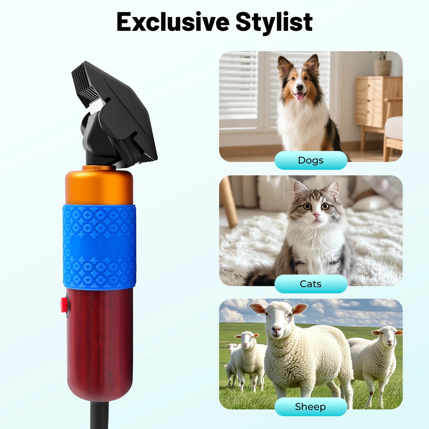 36W Variable Speed Electric Pet Clipper Low Noise Grooming