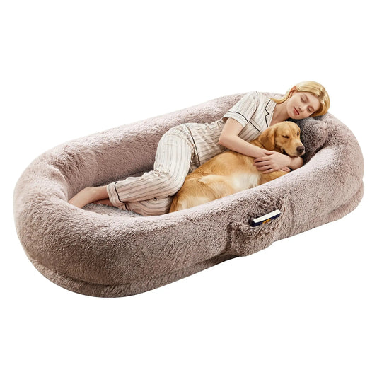 HiMISSCN Human Dog Bed Memory Foam Orthopedic Faux Fur Pillow