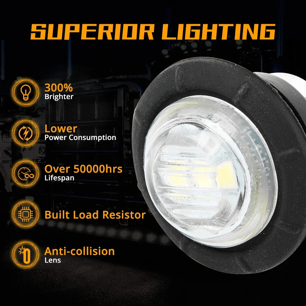 12V Round Trailer Side Marker Lights For Truck Trailer Boat