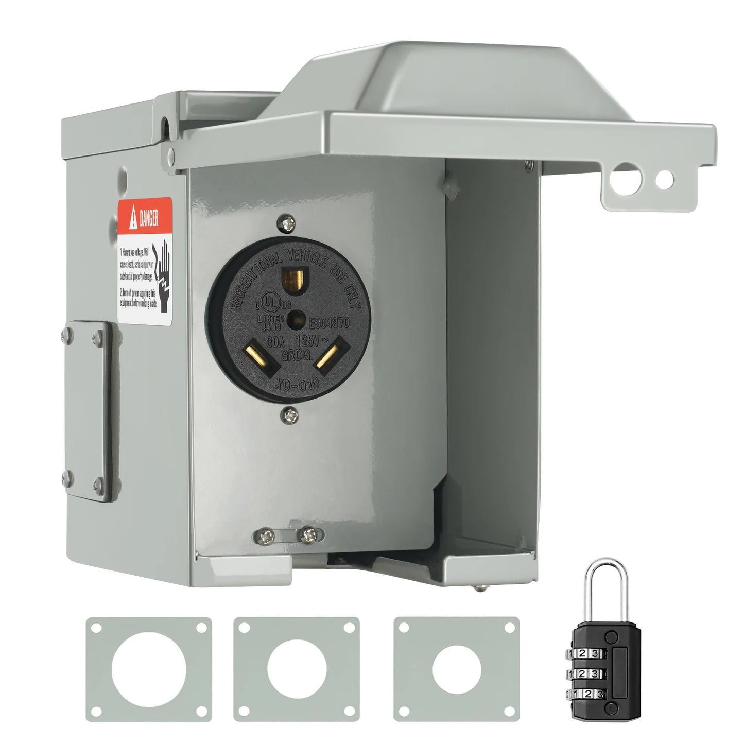 RV Power Outlet Box 30A Heavy Duty Iron Casing Outdoor