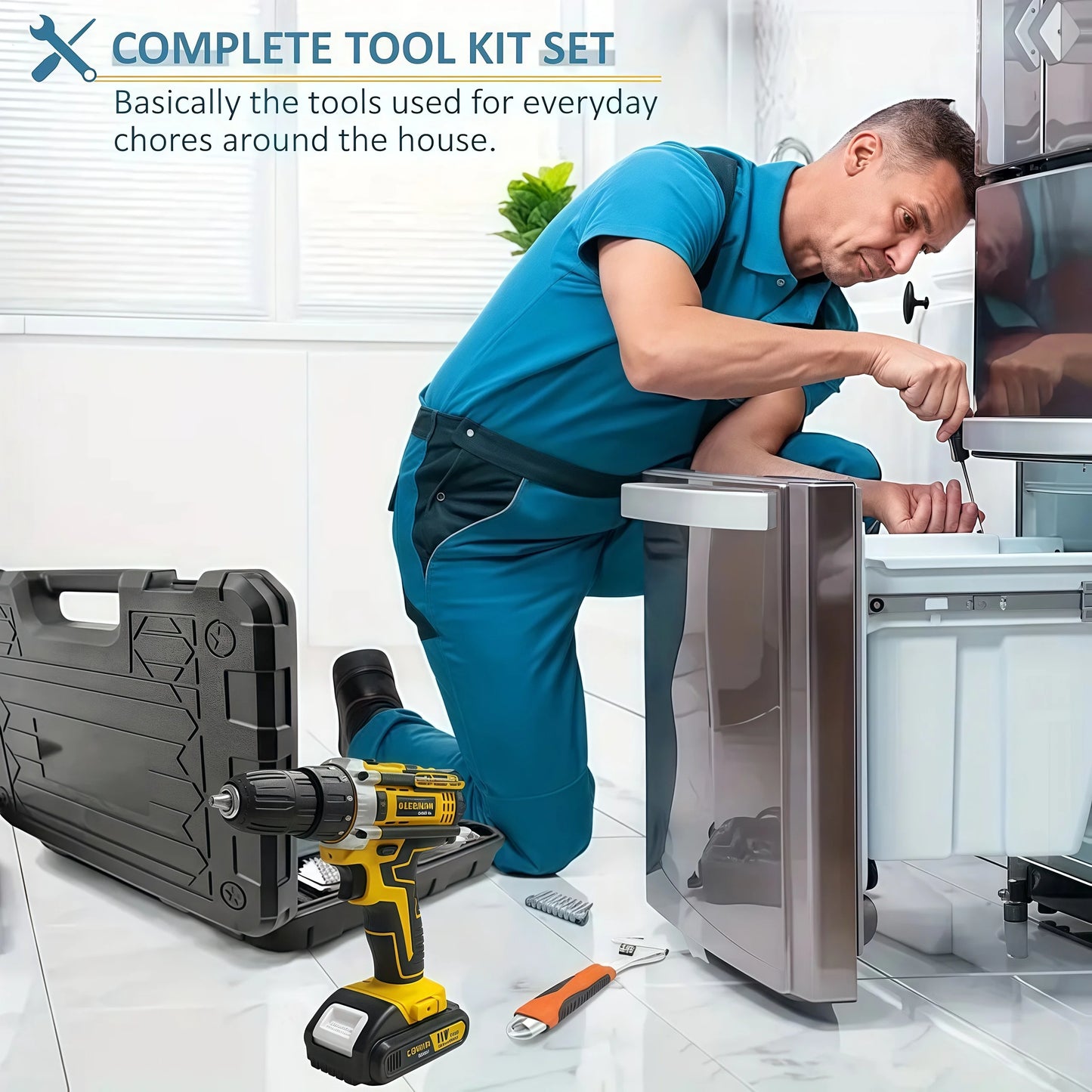 21V Cordless Drill Set for Home DIY Projects Includes Battery