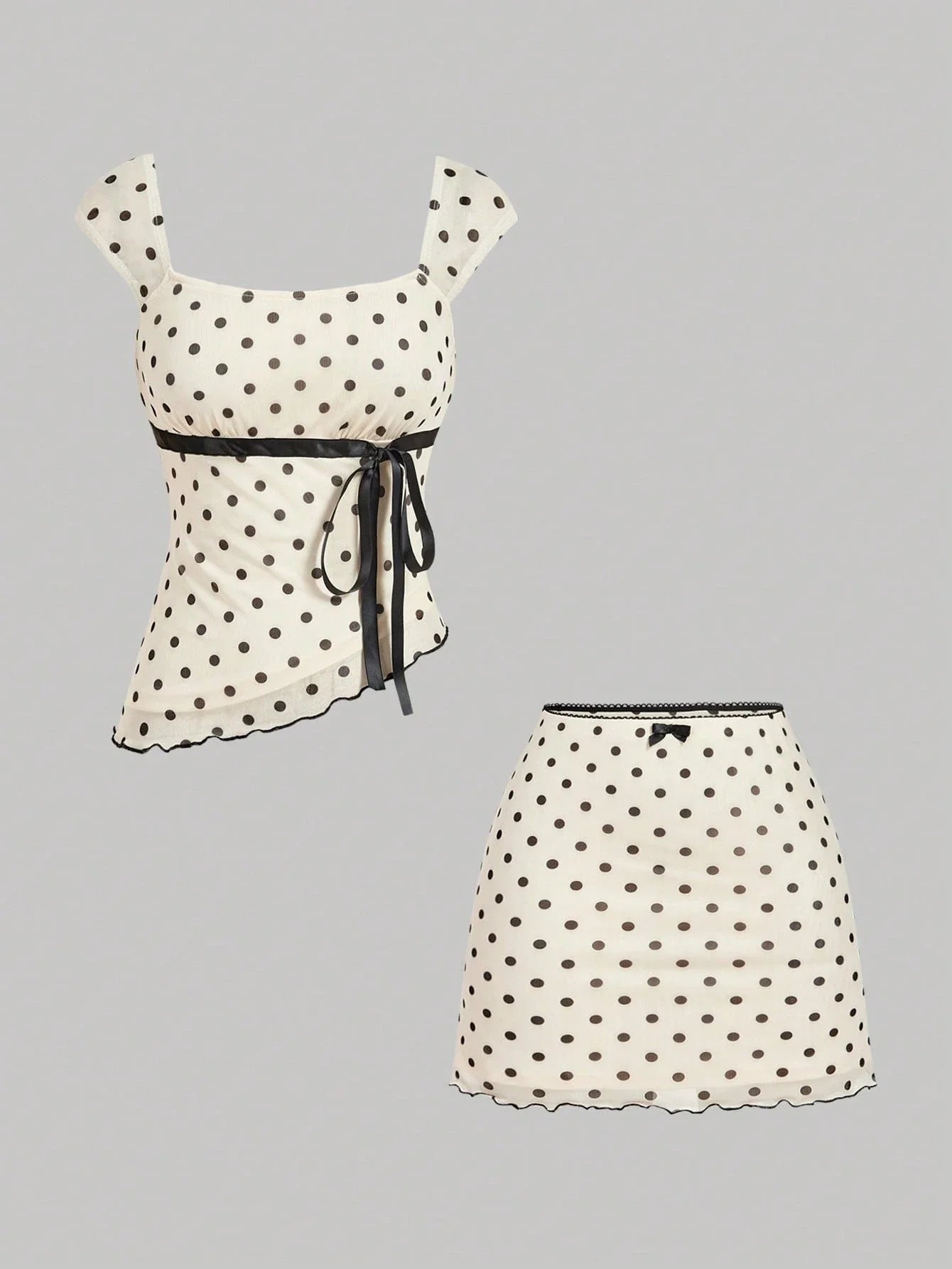 Polka Dot Midi Dress With Corset Bodice Flared Skirt