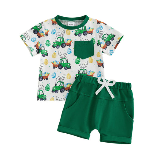 Easter Bunny Print Baby Girls 2 Piece Clothing Set