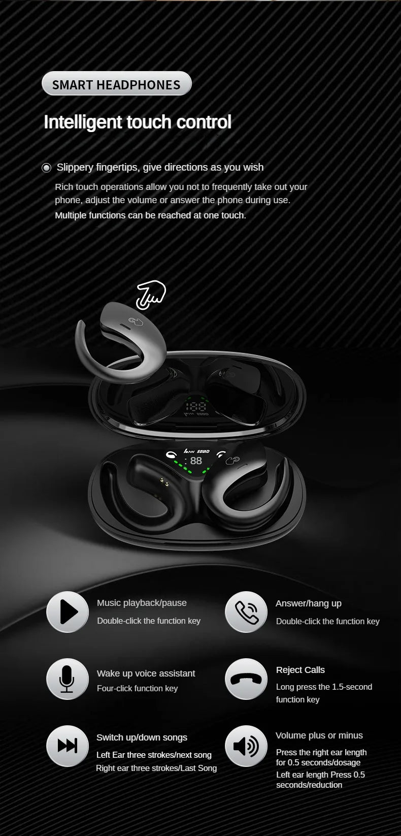 Bone Conduction Bluetooth Headset Sports Wireless Earbuds IPX5