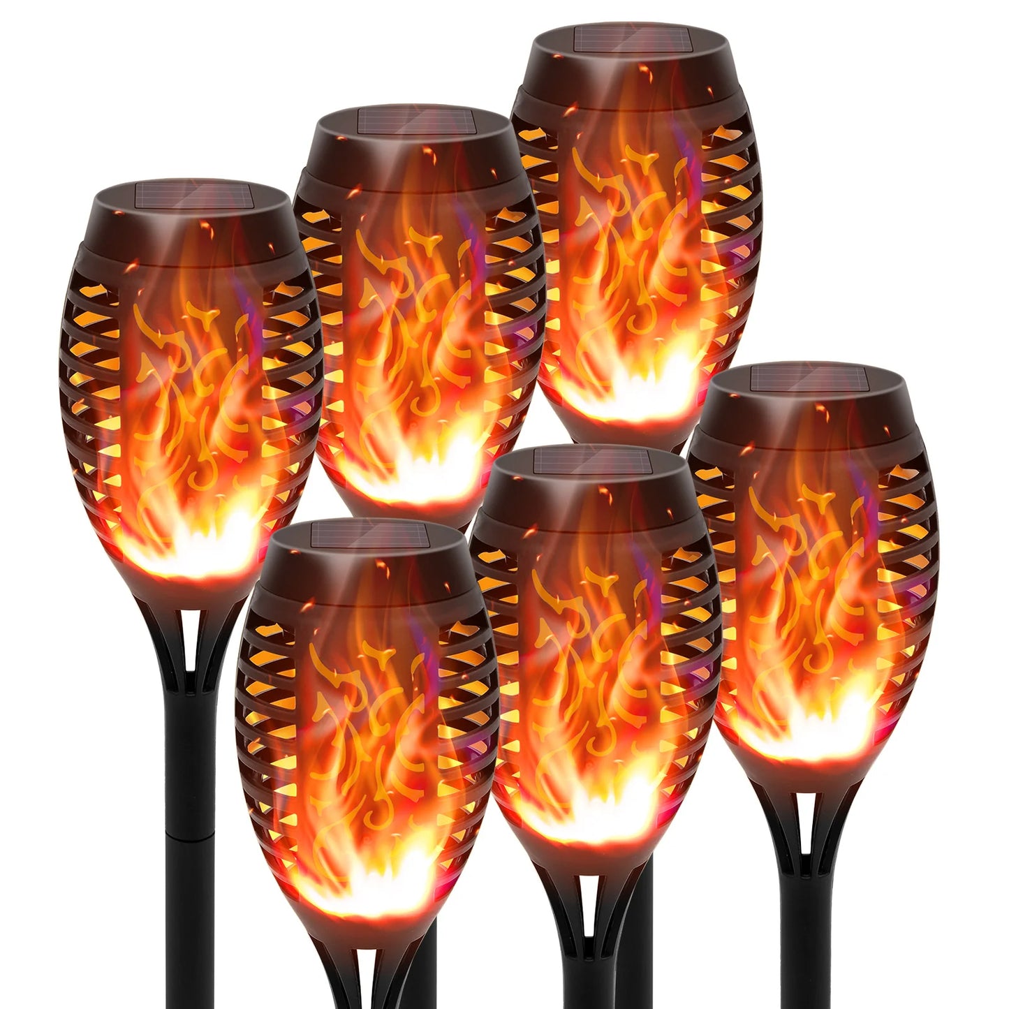 Solar Flame Torch Lights LED Flickering Outdoor Lawn Path Decoration