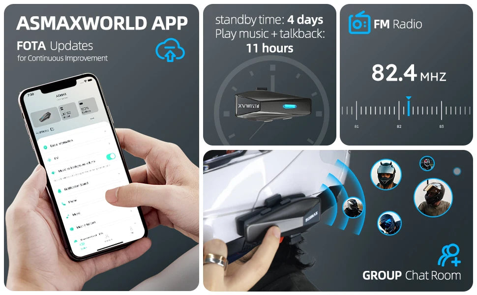 JimiLife Motorcycle Helmet With Bluetooth Earphones And 2 Kilometer Intercom