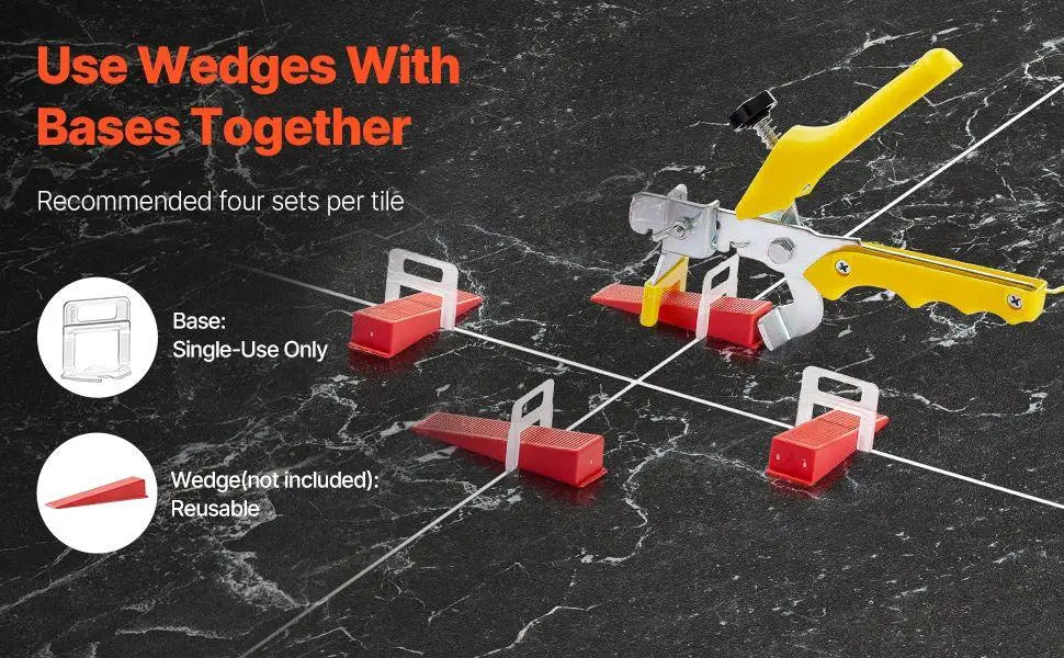 Tile Leveling Clips 700Pc Set With Wedges Pliers Spacing Tool