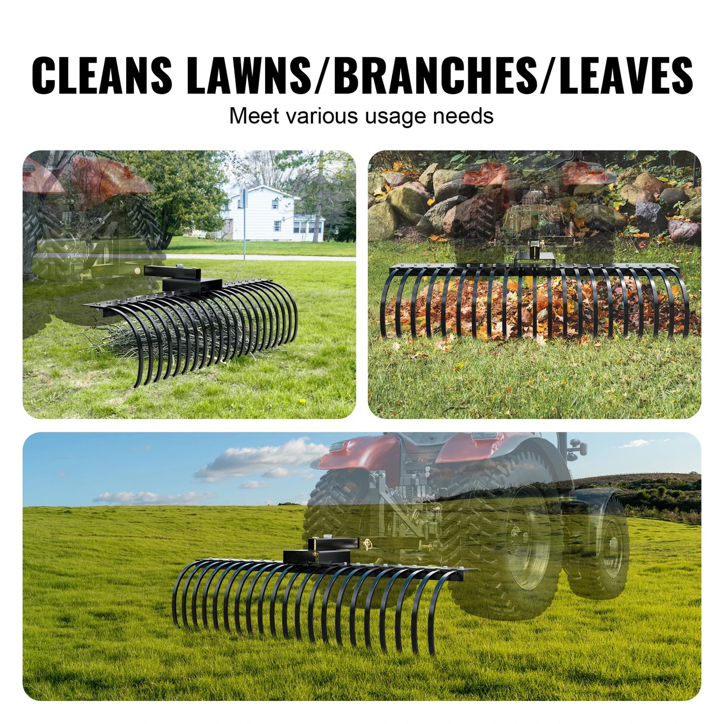 Tow Behind Landscape Rake Dethatcher With 21 Tines