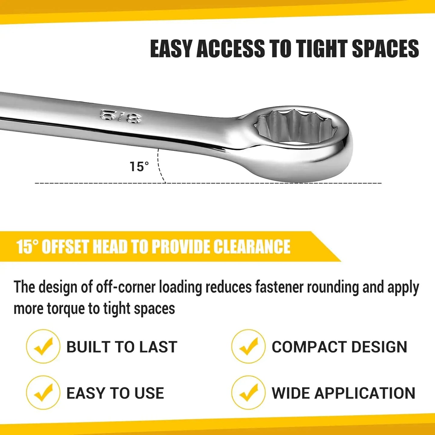 Dekopro Combination Wrench Set SAE and Metric Chrome Vanadium Plastic Tray