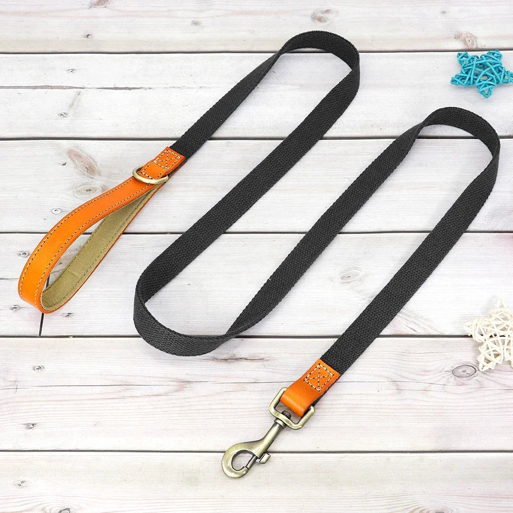 Nylon Custom Dog Collar Leash Set With Personalized Nameplate ID