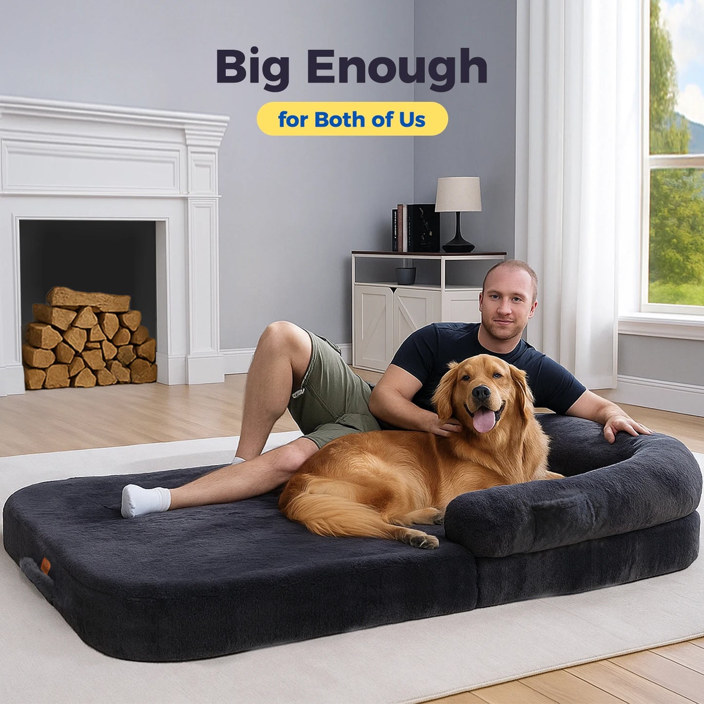 PAWZ Road Foldable Dog Bed For Large Dogs Plush Sofa Bed With Non Slip