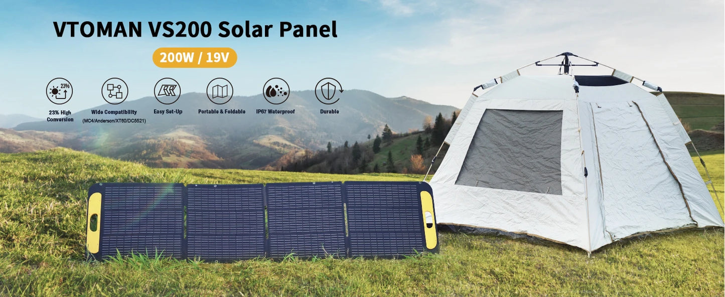 VTOMAN VS200 Portable Solar Panel 200W Outdoor Generator