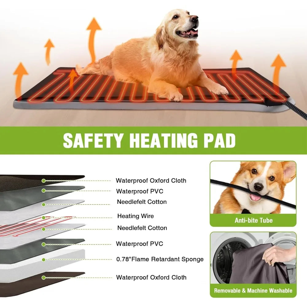 Heated Wooden Outdoor Dog House Kennel With Heating Pad