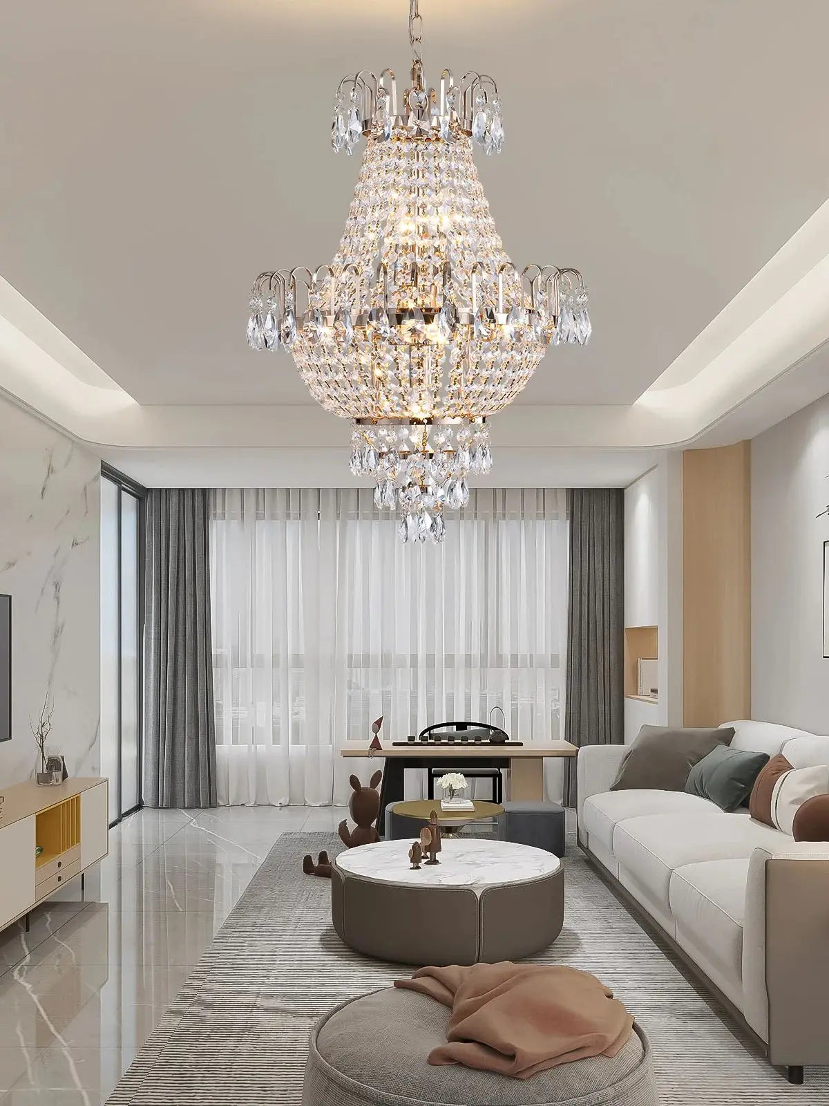 ARLGSITE Luxury Crystal Chandelier K9 Crystals Ceiling Pendant Light