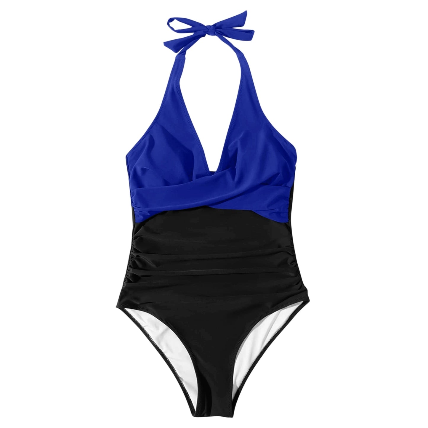 NONECN Tummy Control Cross Front Striped One Piece Swimsuit
