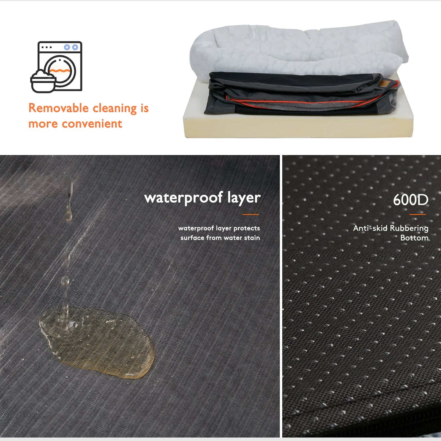 BINGOPAW Large Dog Bed Anti Allergy Removable Washable Cover Waterproof