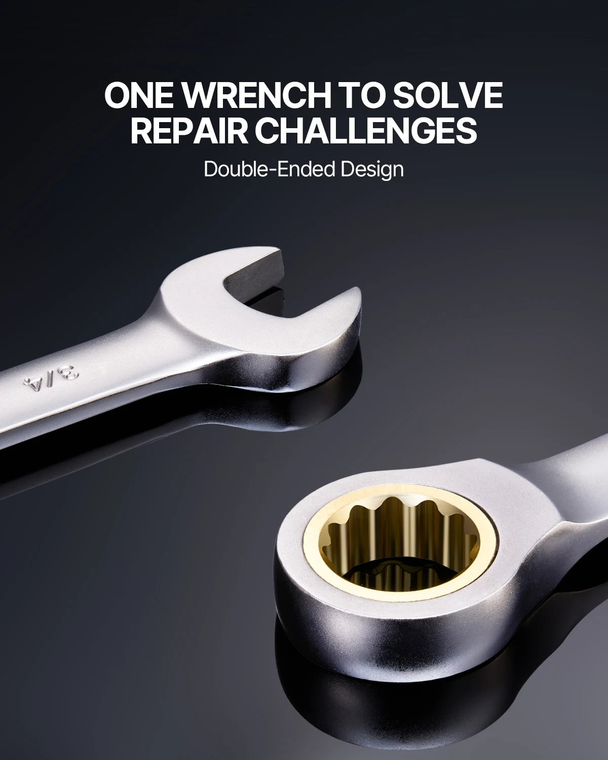 SucceBuy Ratcheting Wrench Set CRV Steel With Organizer SAE Metric