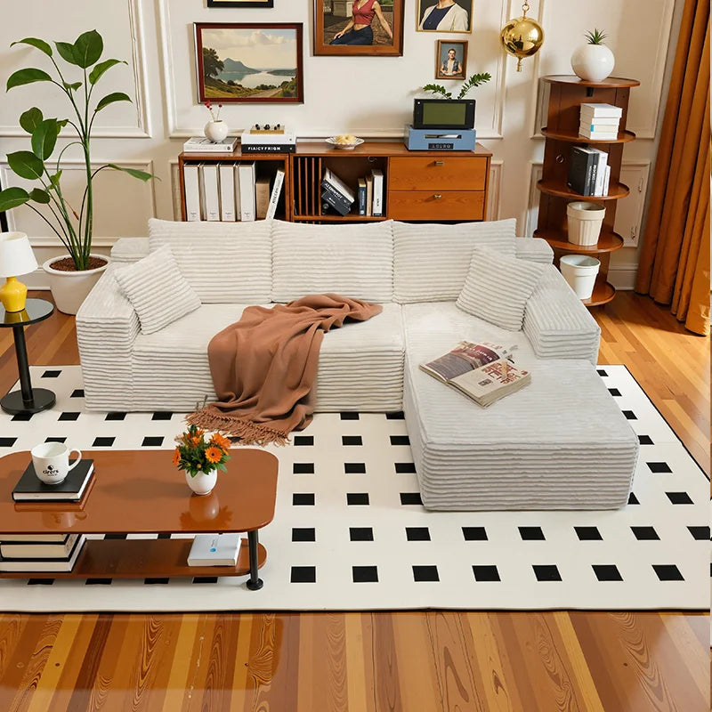 Corduroy L Shaped Sofa Bed With Deep Seat Comfort Durable