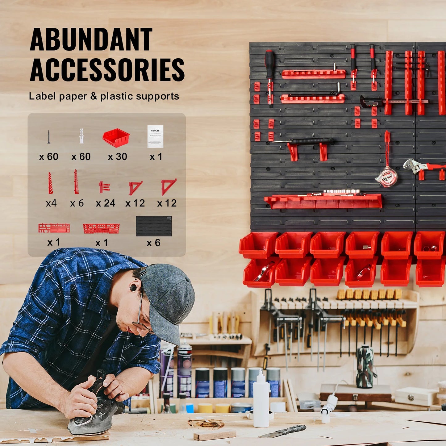 SucceBuy Wall Mounted Storage Bins Rack Organizer For Garage Tools