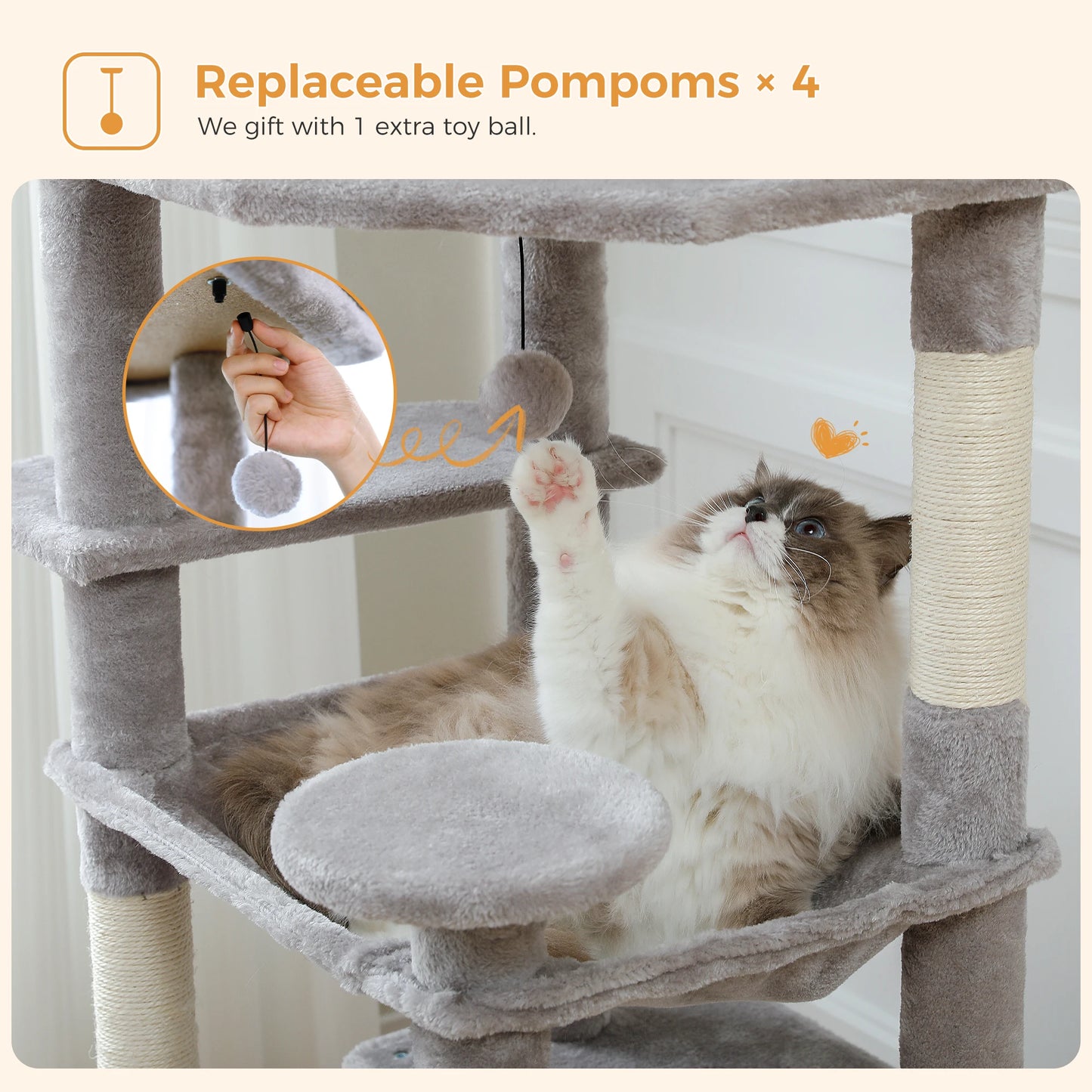 PAWZ Road Cat Tree Tower With Sisal Scratching Posts Hammock