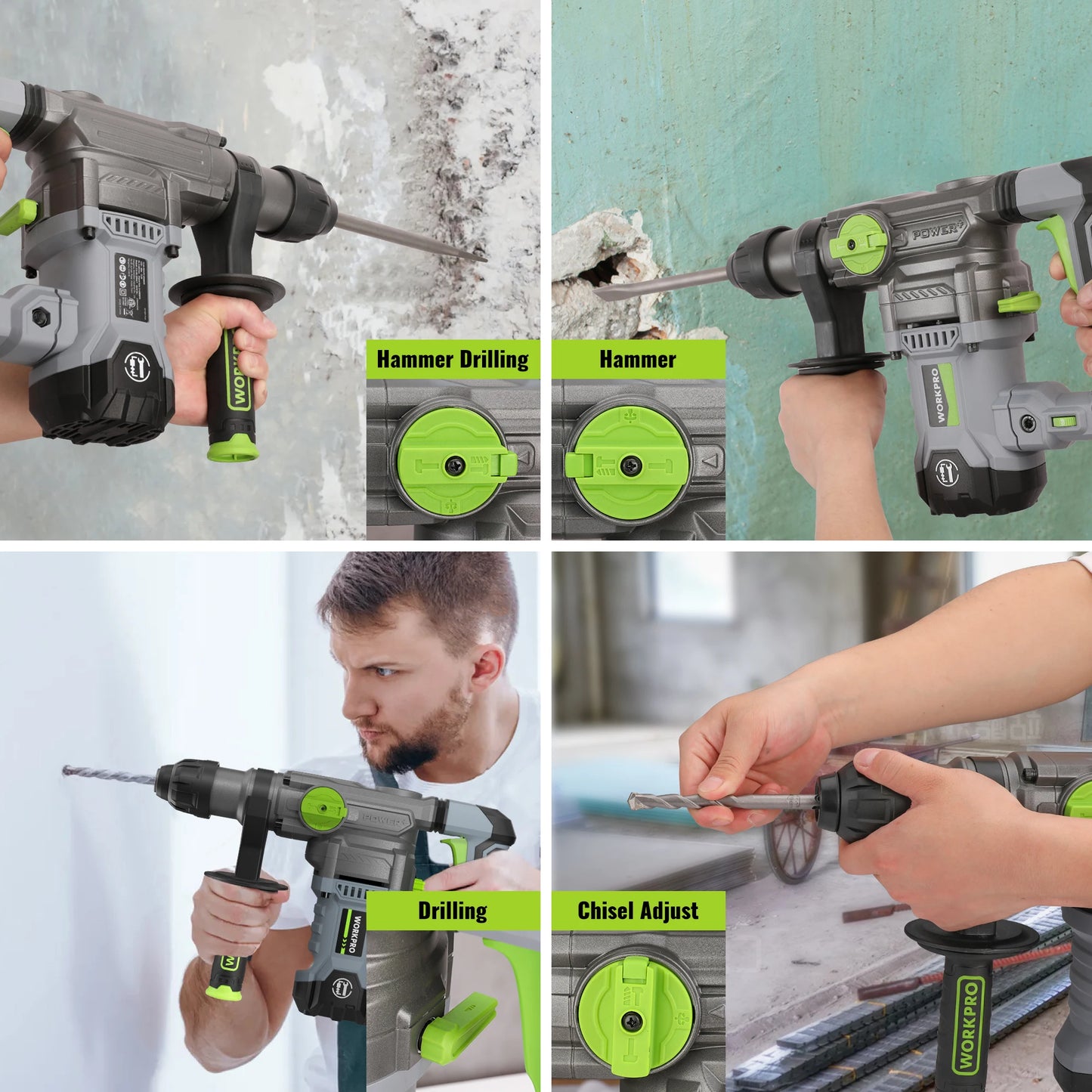 WORKPRO Heavy Duty Rotary Hammer Drill for Concrete