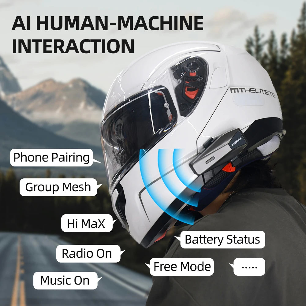 JimiLife Motorcycle Helmet With Bluetooth Earphones And 2 Kilometer Intercom