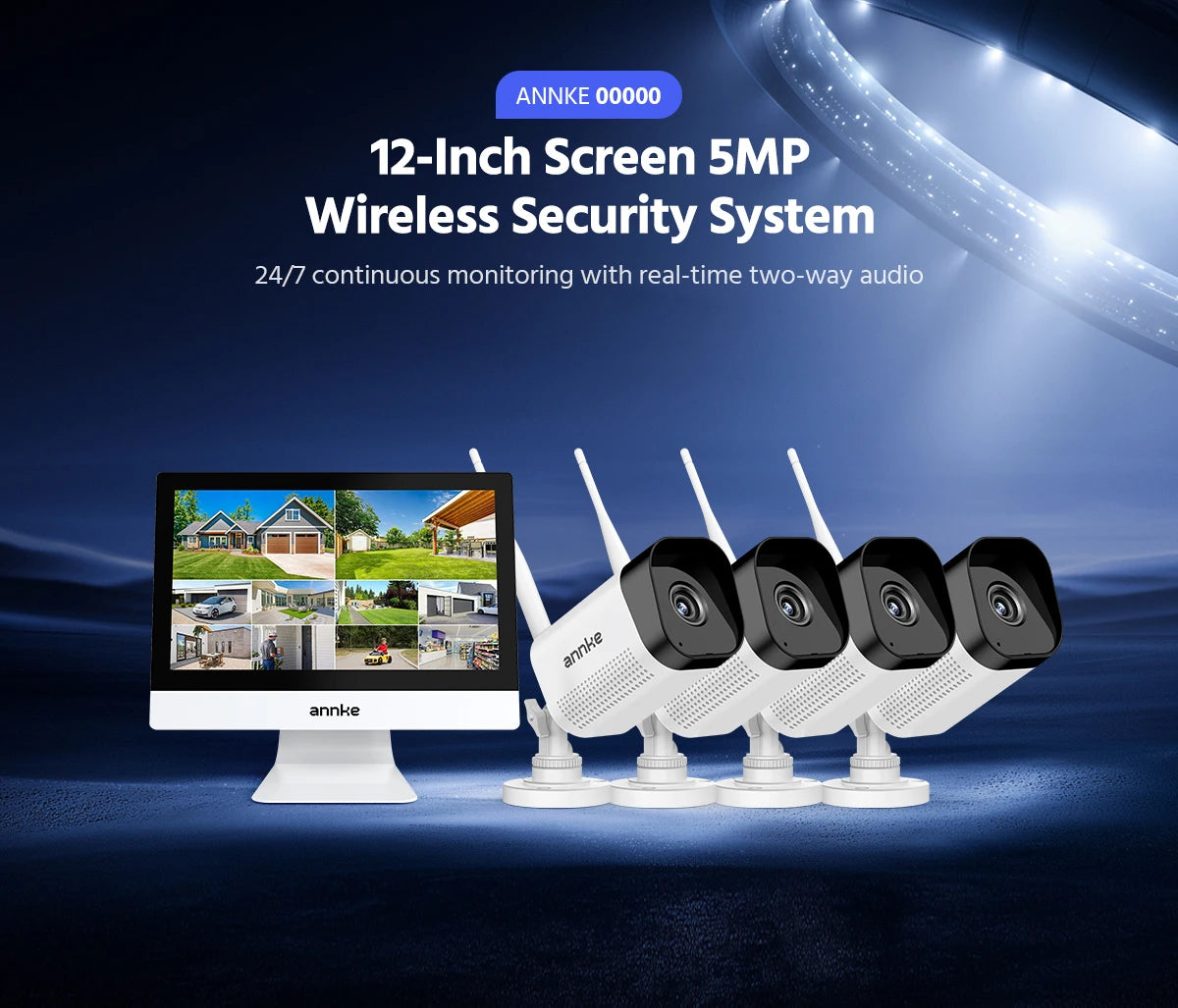 ANNKE 5MP Wireless Security Cameras Kit Outdoor NVR CCTV System