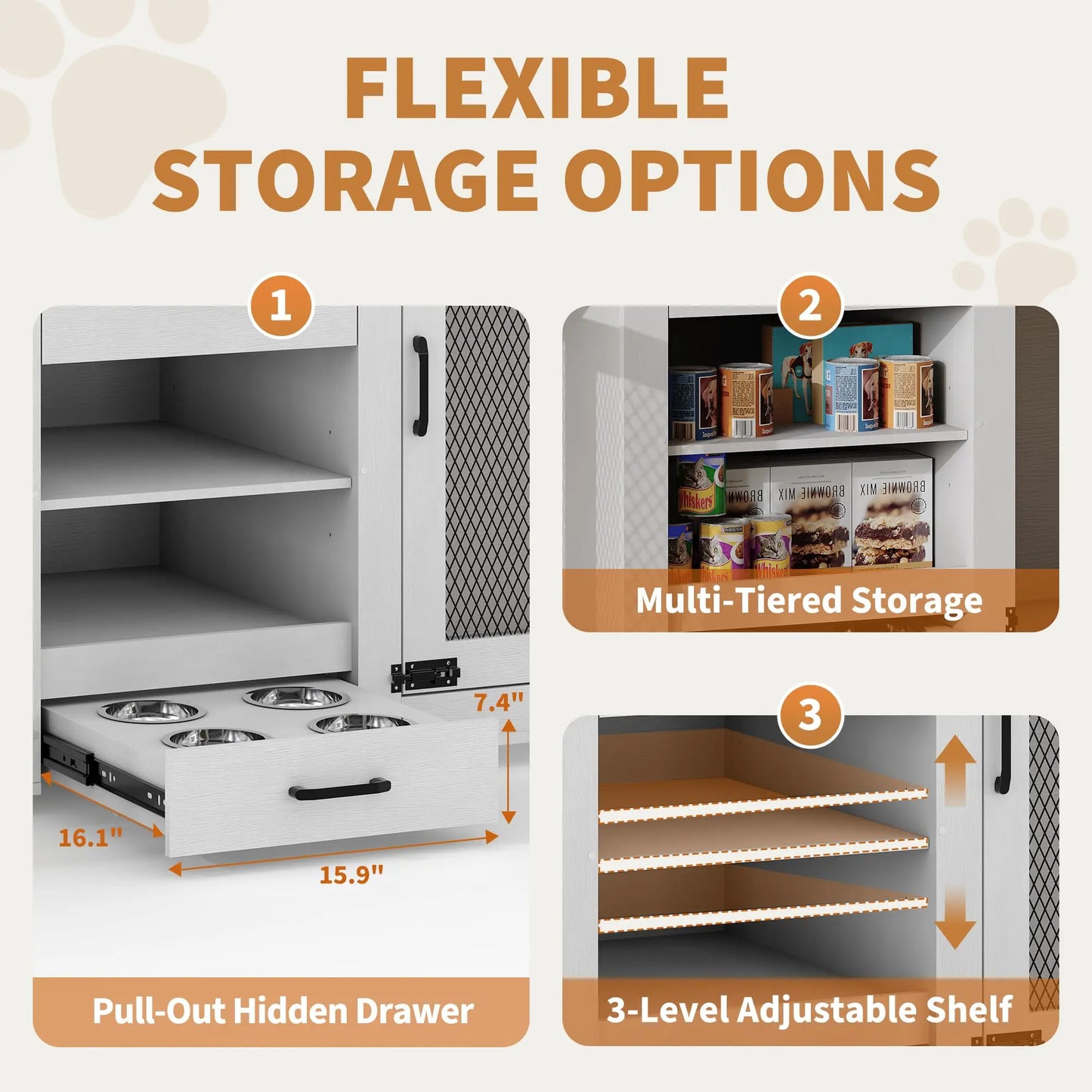 HiMISS Dog Crate TV Stand With Feeding Station And Storage