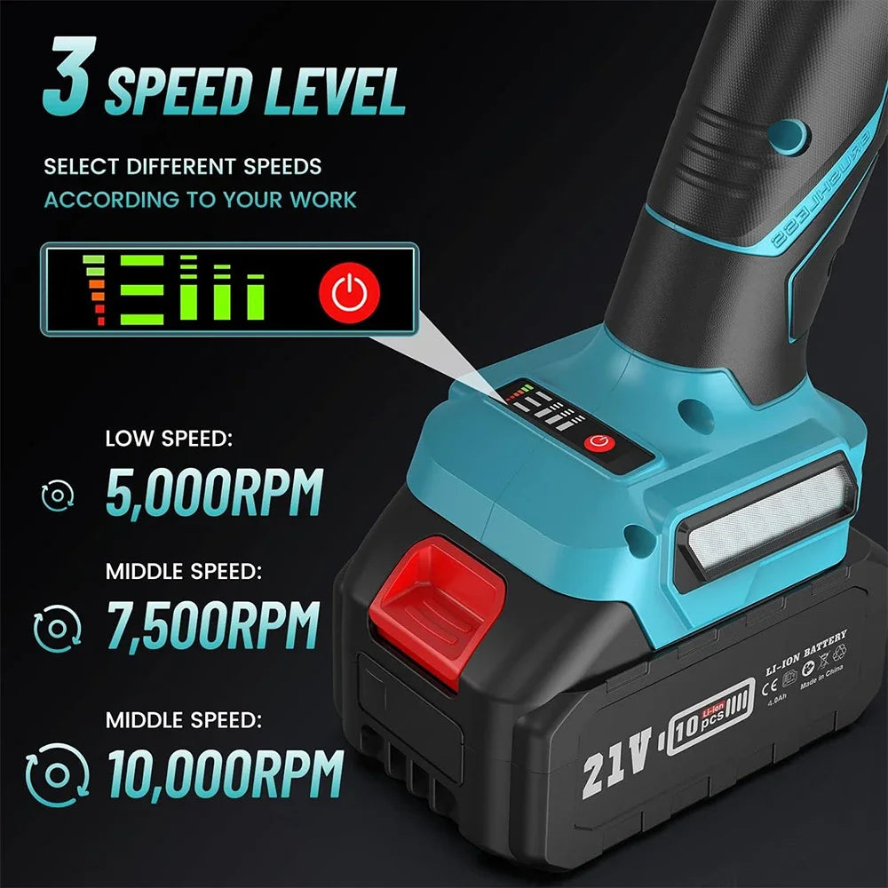 Seesii 21V Brushless Angle Grinder Multifunction Cutting Polishing Tool