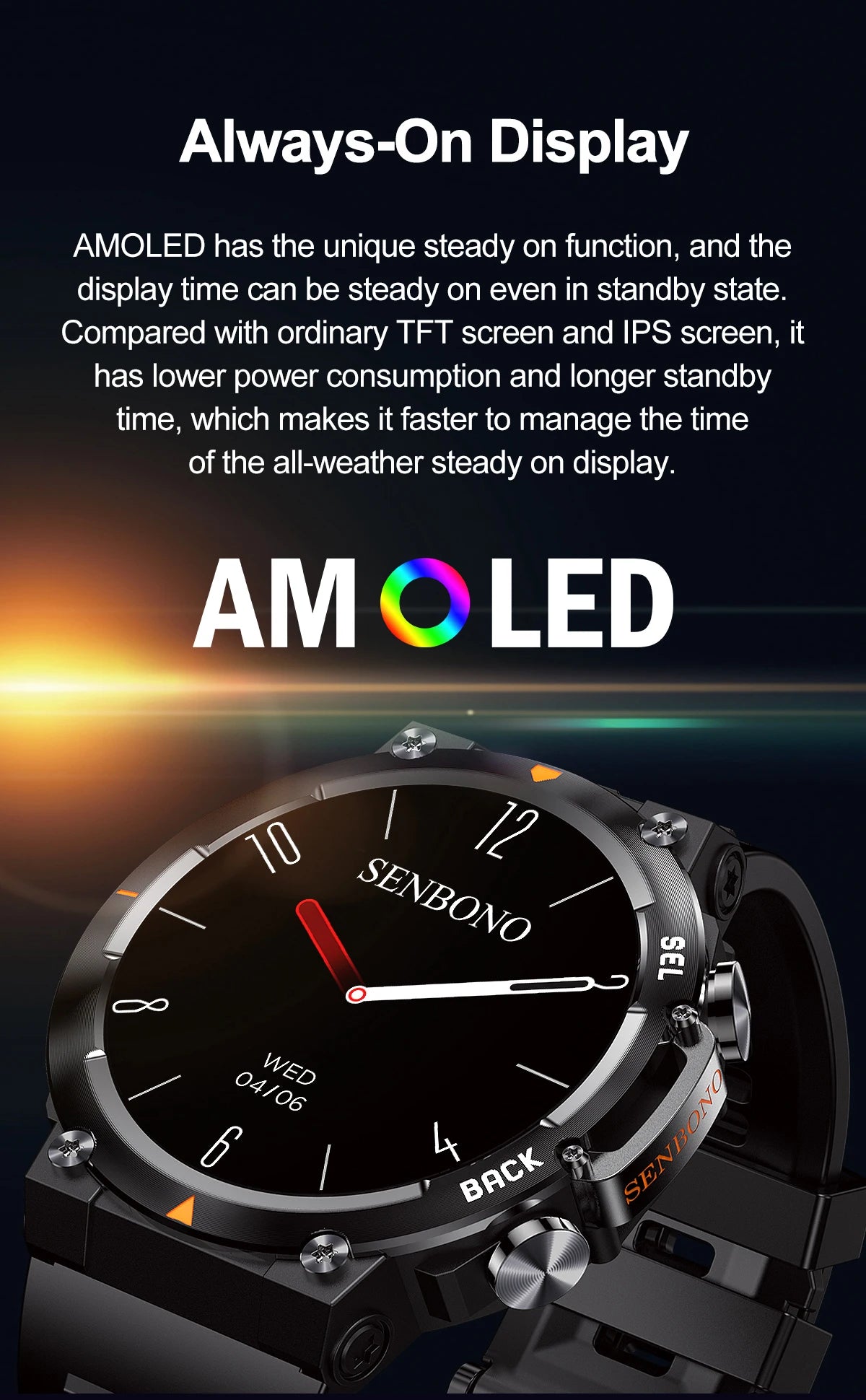 SENBONO MAX18 Smartwatch For Men With AMOLED Screen AIGPT