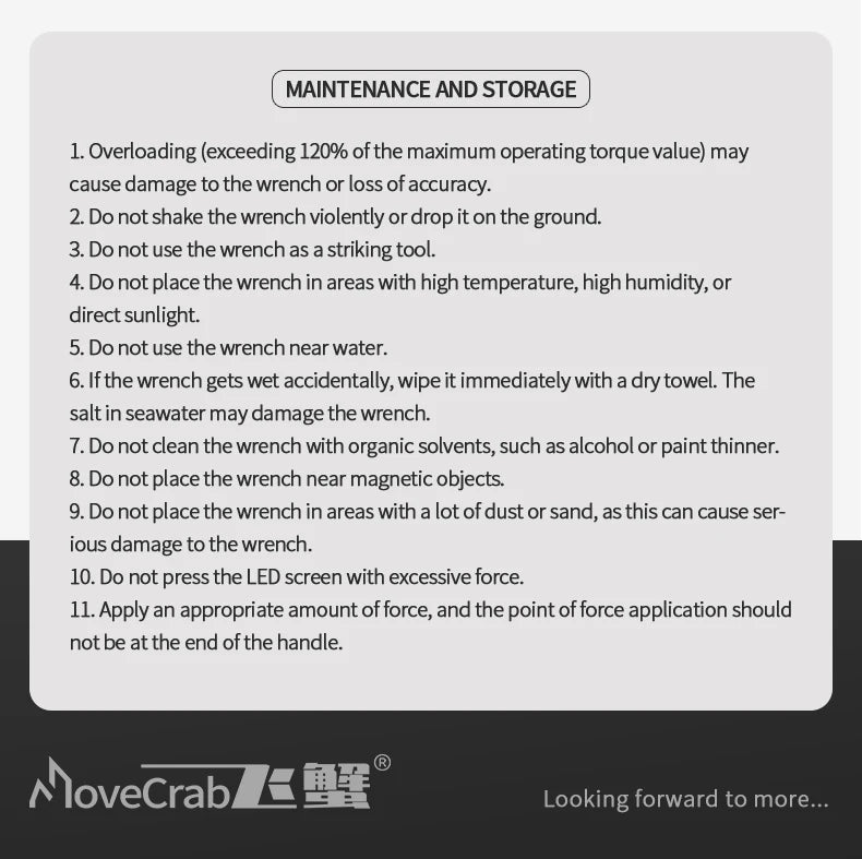 MoveCrab Digital Torque Wrench With Interchangeable Heads 6.8-135 Nm