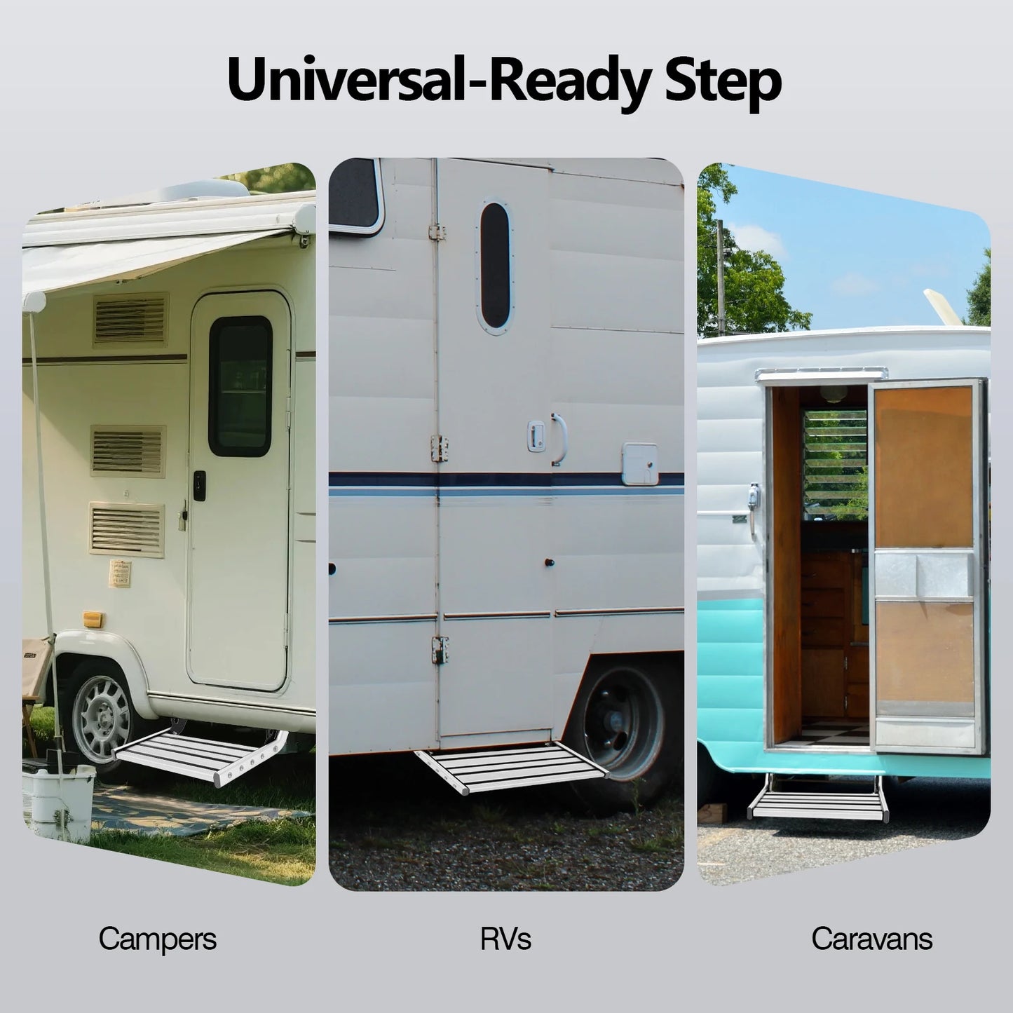 Bymaocar Folding RV Step With LED Light Aluminum Alloy 150kg