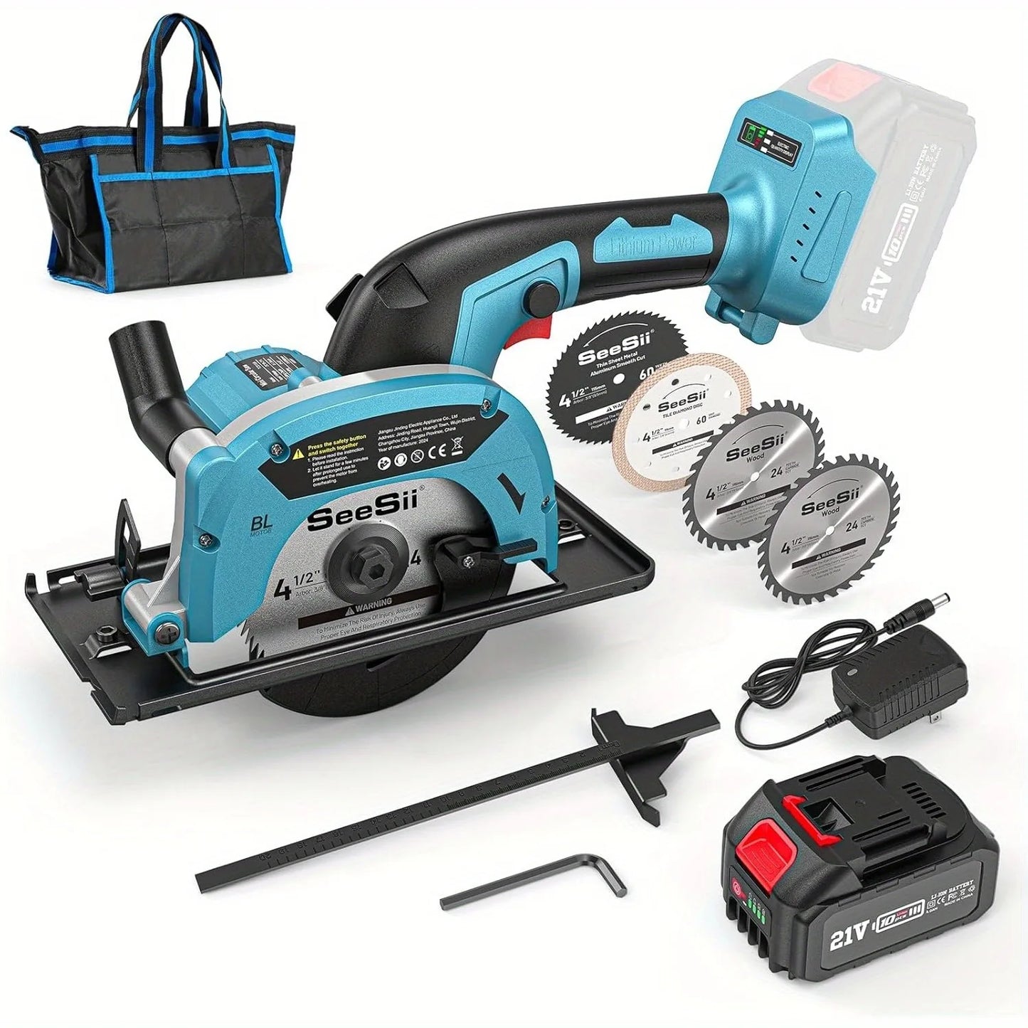 Seesii Cordless Mini Circular Saw Brushless 5000 RPM Compact