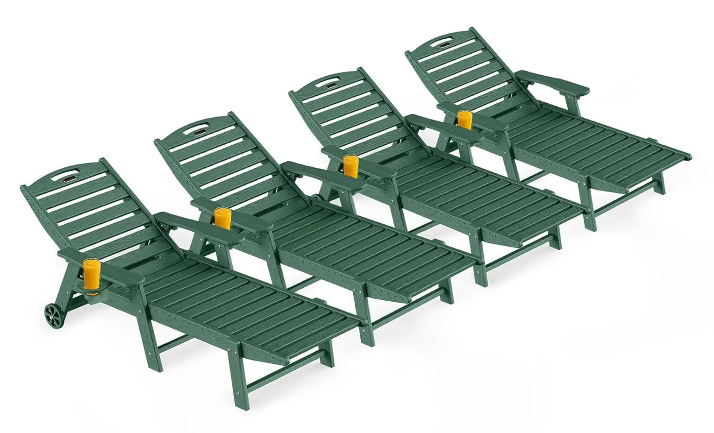 Outdoor Lounge Chairs Set Of 4 All Weather HDPE Wheels