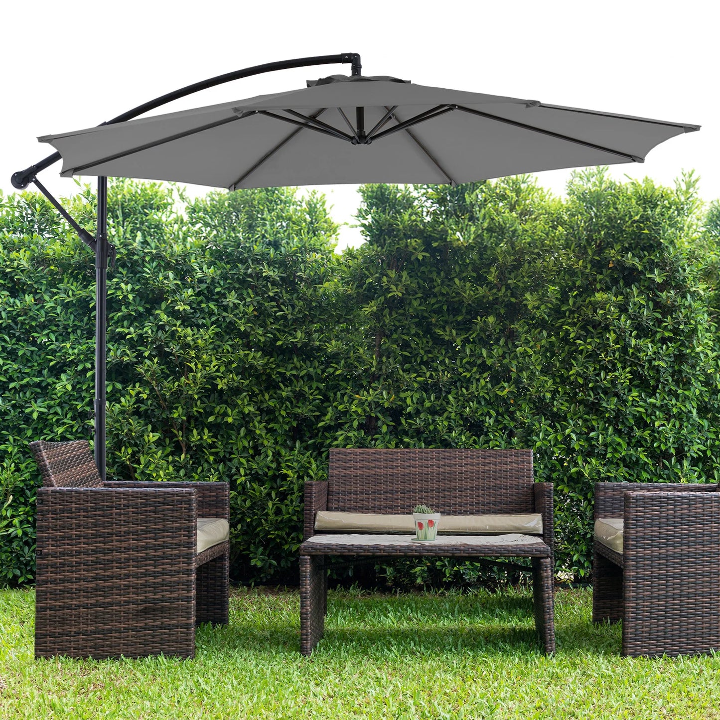 JHK Outdoor Cantilever Patio Umbrella With Easy Tilt UV Protection