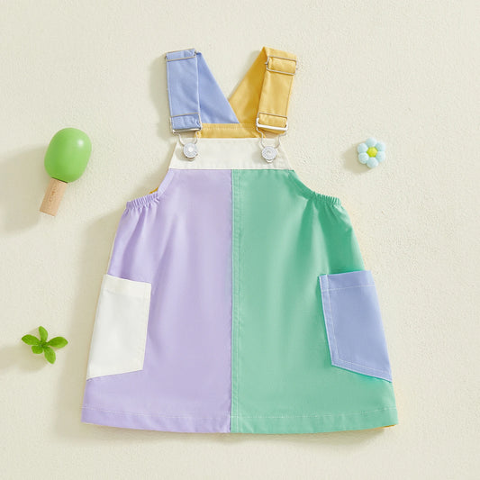 Meihuida Girls Sleeveless Overall Dress With Pockets Casual Summer Wear